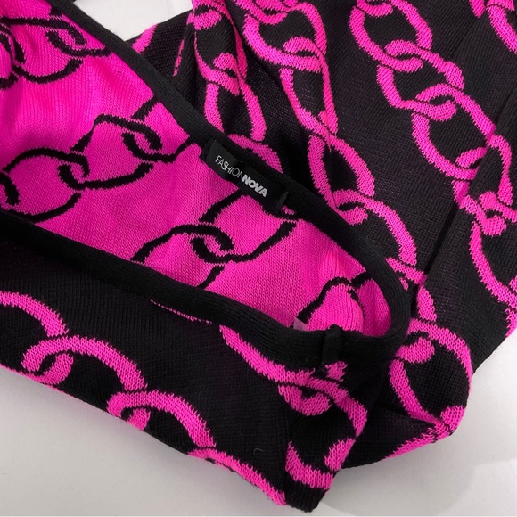 Fuchsia Chain Knit One-shoulder Bodysuit - Picture 3 of 3